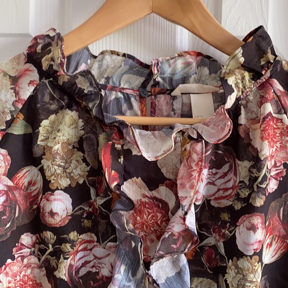 H&M Floral Frill Trimmed Wide Sheer Dress - 10 - Picture 4 of 10